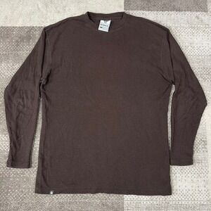 Y2K Avirex Mens Brown Waffle Knit Thermal Long Sleeve Shirt Size M Blank